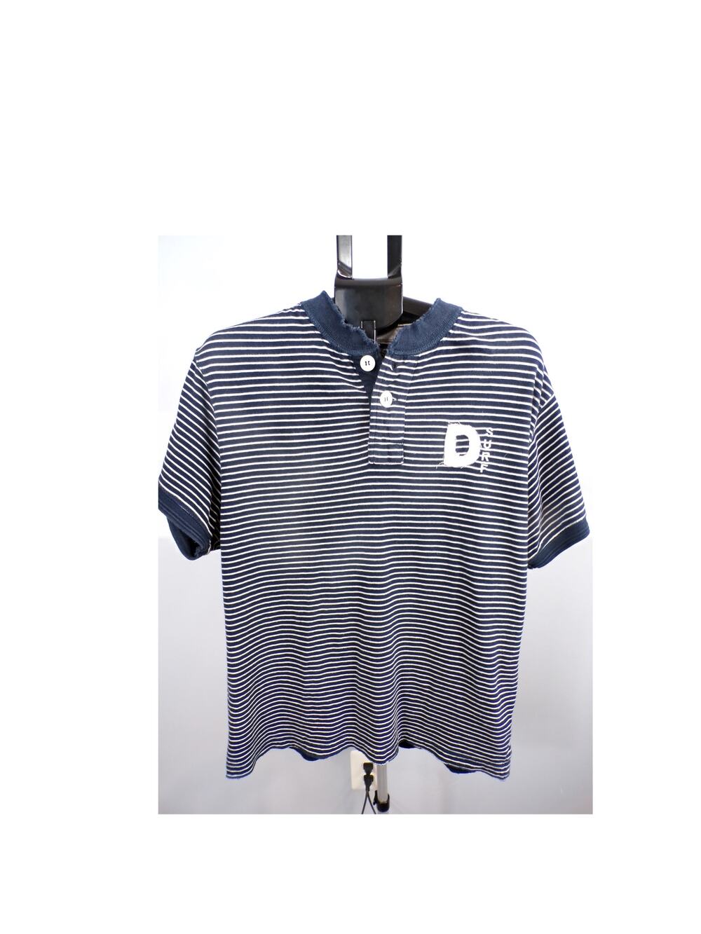 Ditch Plains Men's Navy/White Striped Henley - XL